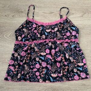 Secret Treasures Dark Blue Floral Camisole Size M